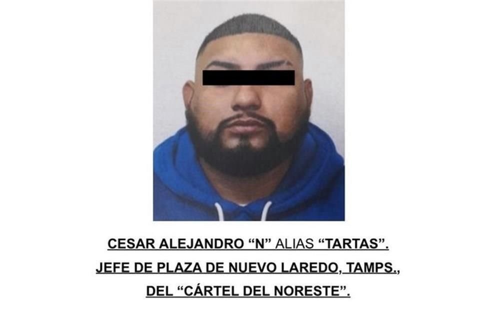 Autoridades reportaron la detención en Nuevo Laredo de César Alejandro 'N', 'El Tartas', señalado como jefe de plaza del Cártel del Noreste.
