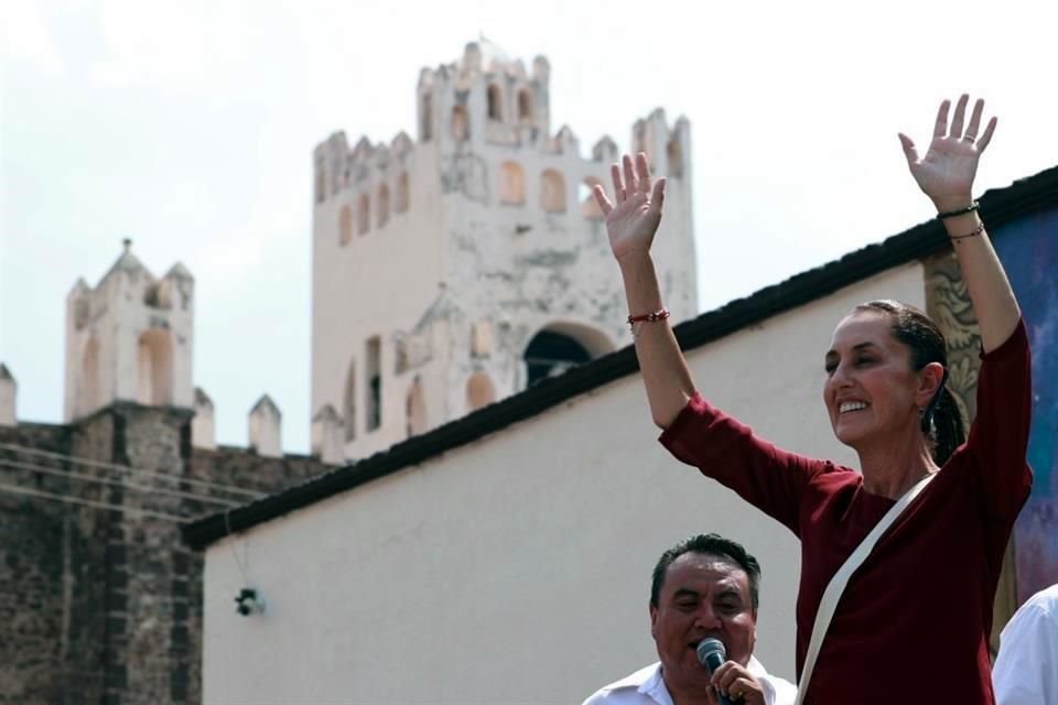 La candidata presidencial de Morena, Claudia Sheinbaum, encabezó un mitin en Actopan, Hidalgo.
