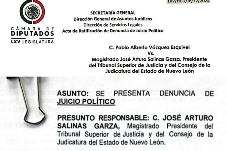 La denuncia contra Arturo Salinas fue presentada por el ciudadano Pablo Alberto Vázquez Esquivel el 18 de abril y ratificada este martes.