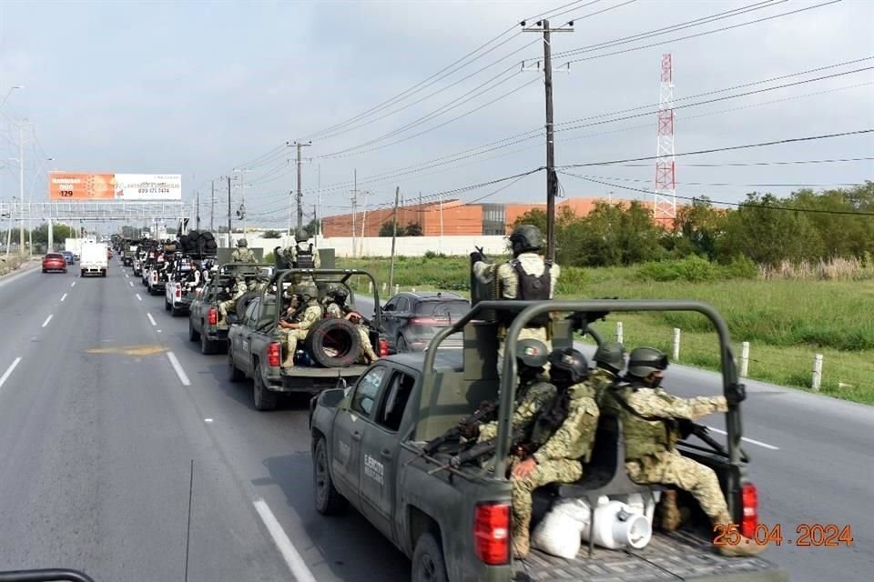 El contingente militar arribó esta mañana a Reynosa.