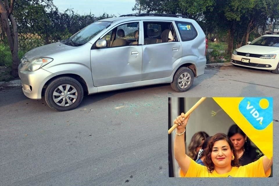 El vehículo usado en la campaña de Linda Padilla, aspirante del Partido Vida a la Alcaldía de Guadalupe, fue baleado y golpeado con la culata de un fusil.