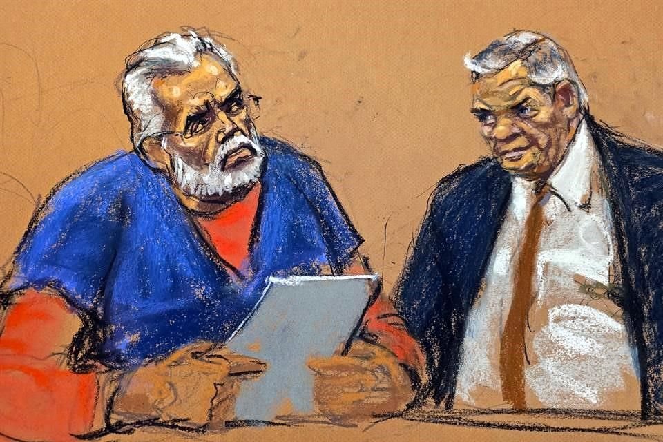 Ismael 'El Mayo' Zambada y su abogado Frank Pérez, durante la audiencia donde admitió culpabilidad por los delitos imputados por Estados Unidos.