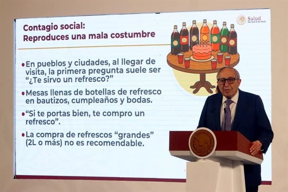 El Secretario de Salud expuso que el consumo de refrescos es un problema de salud pública.